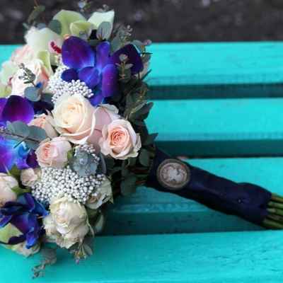 Blue orchid wedding bouquet