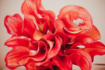 Red calla wedding bouquet