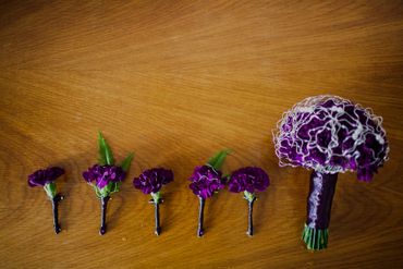 Purple carnation wedding bouquet