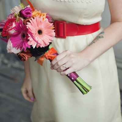 Pink gerbera wedding bouquet