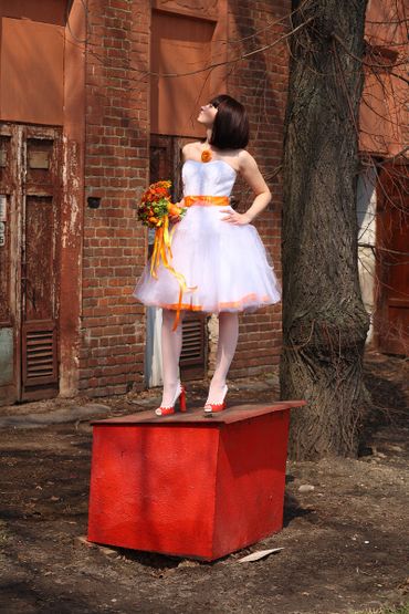 Orange corset wedding dresses