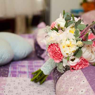 Vintage pink carnation wedding bouquet