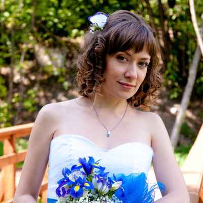Blue iris wedding bouquet